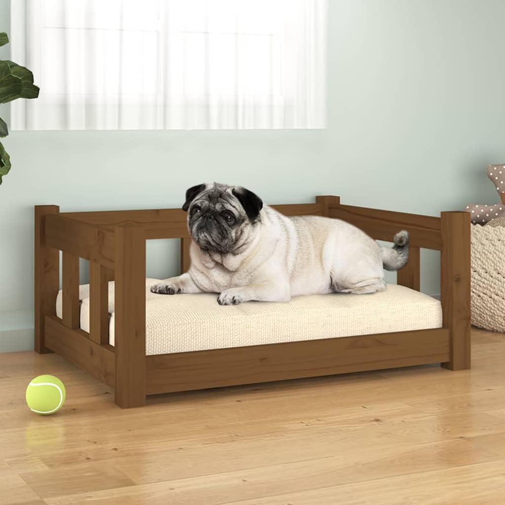 Cama Para Perros Madera Maciza Marrón Miel 65,5x50,5x28 Cm / Vetonek_0