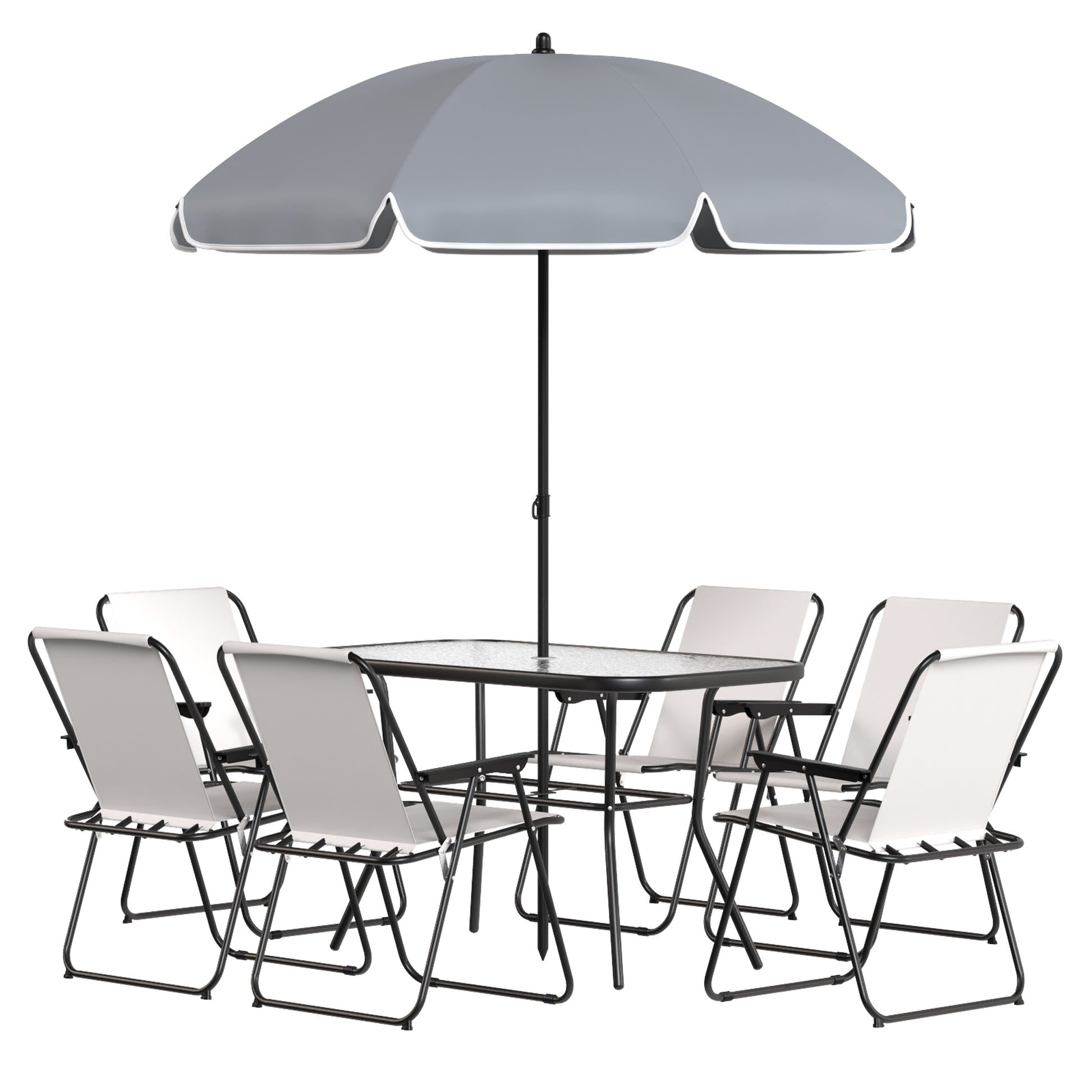 Outsunny Conjunto De Mesa Y Sillas Jardín De 8 Piezas Crema_4
