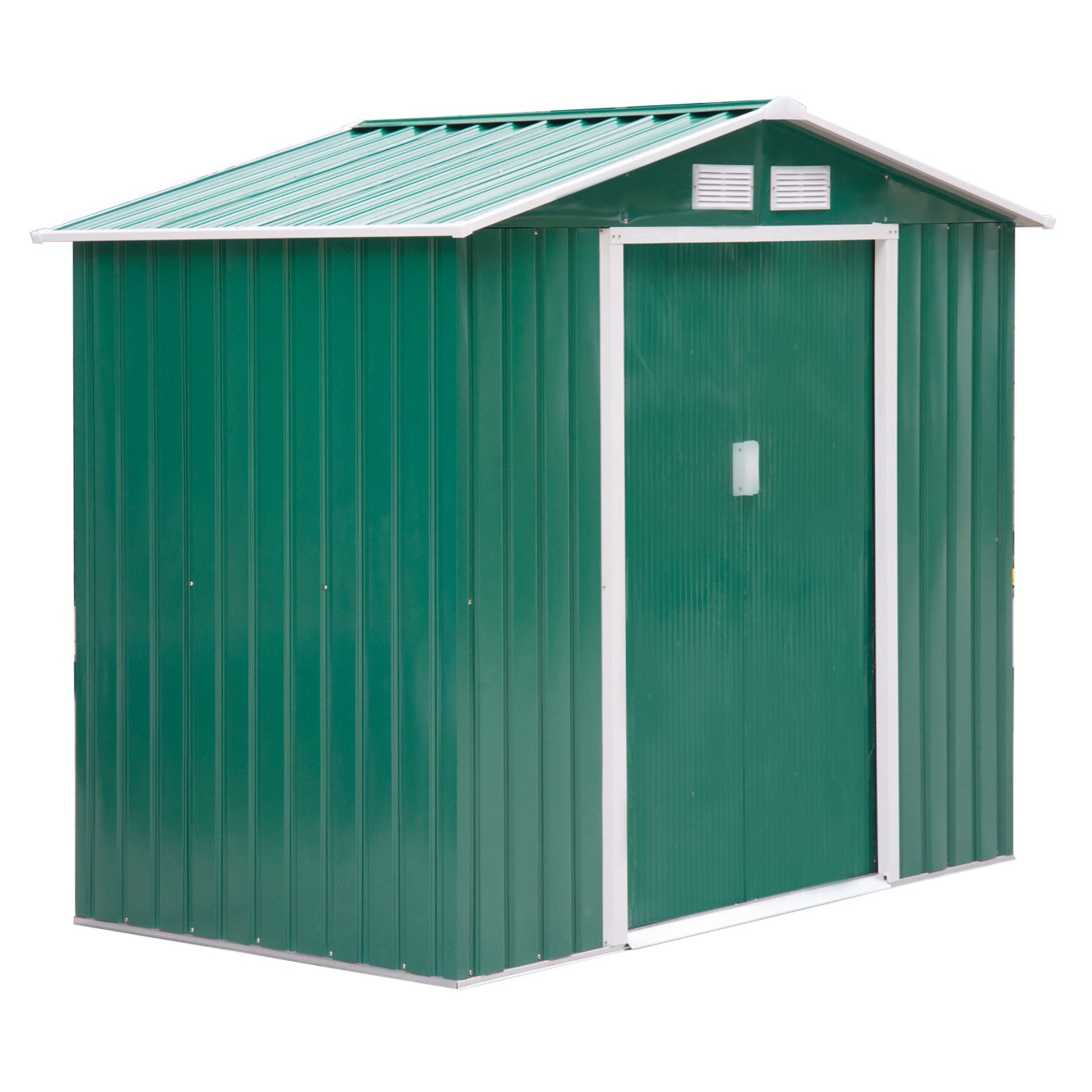 Outsunny Caseta De Jardín 213x130x185 Cm Con 2 Puertas Correderas Y 4 Ventanas_0