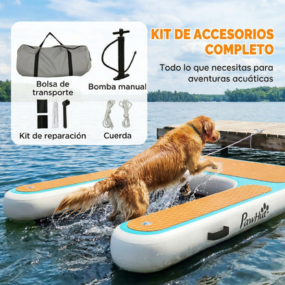 Pawhut Rampa De Agua Hinchable Para Perros Para Piscina Barcos Lagos 151x102 Cm_3