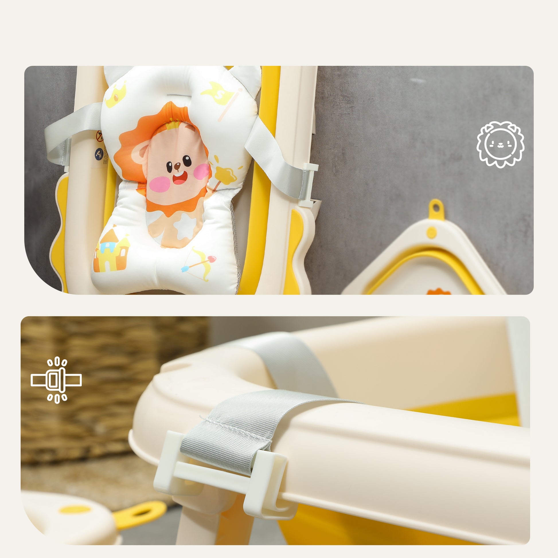 Aiyaplay Bañera Plegable Para Bebés Con Cojín Y Palangana Amarillo_3