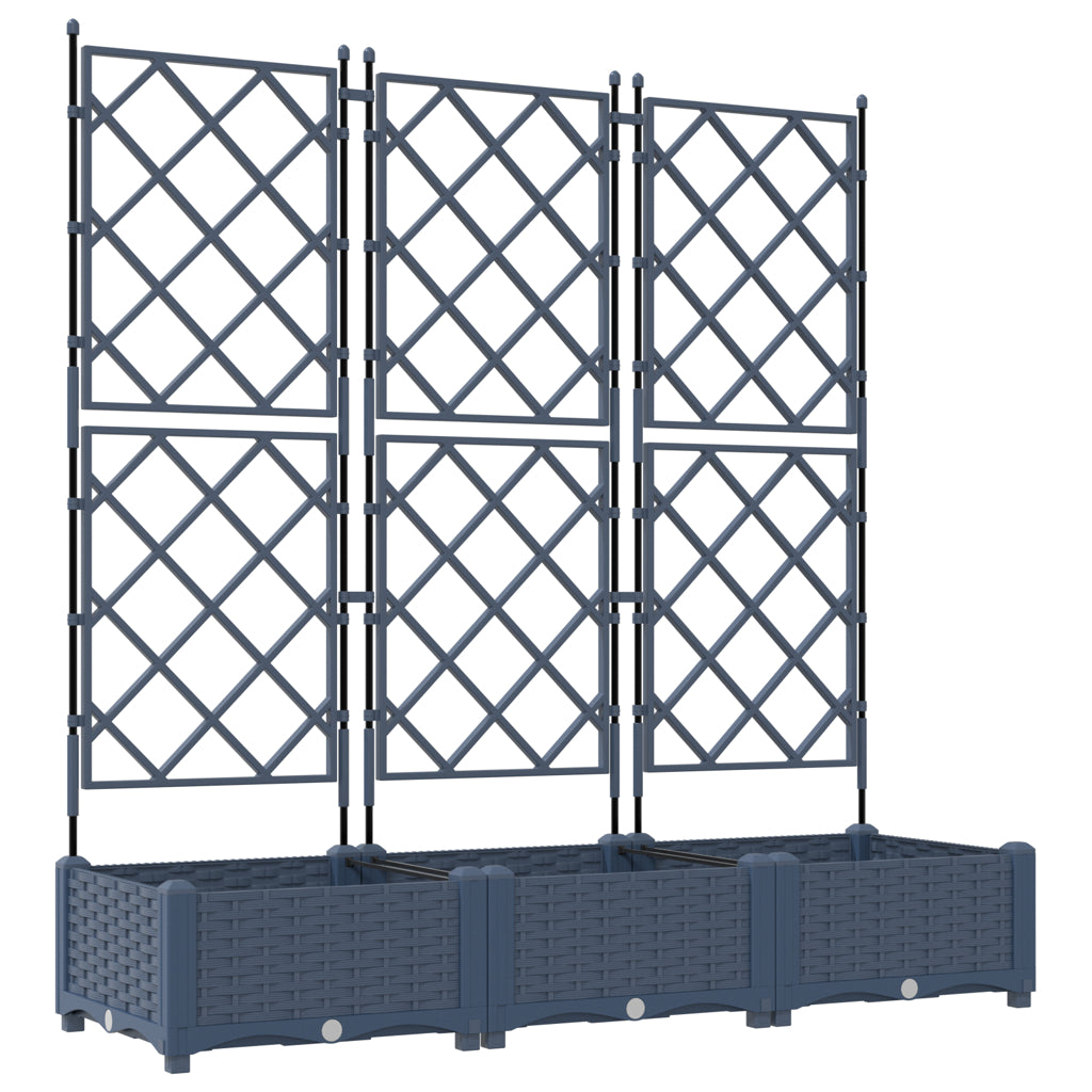 Vidaxl Maceta De Jardín Con Enrejado 3 Pcs Gris 120 X 40 X 125.5 Cm Pp_0