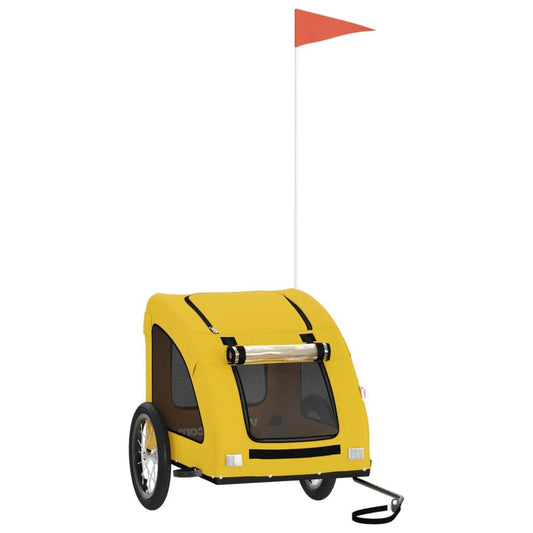 Vidaxl Remolque De Bicicleta Mascotas Hierro Tela Oxford Amarillo_0