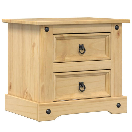 Mesita De Noche Corona Madera Maciza De Pino 53x39x50 Cm_0