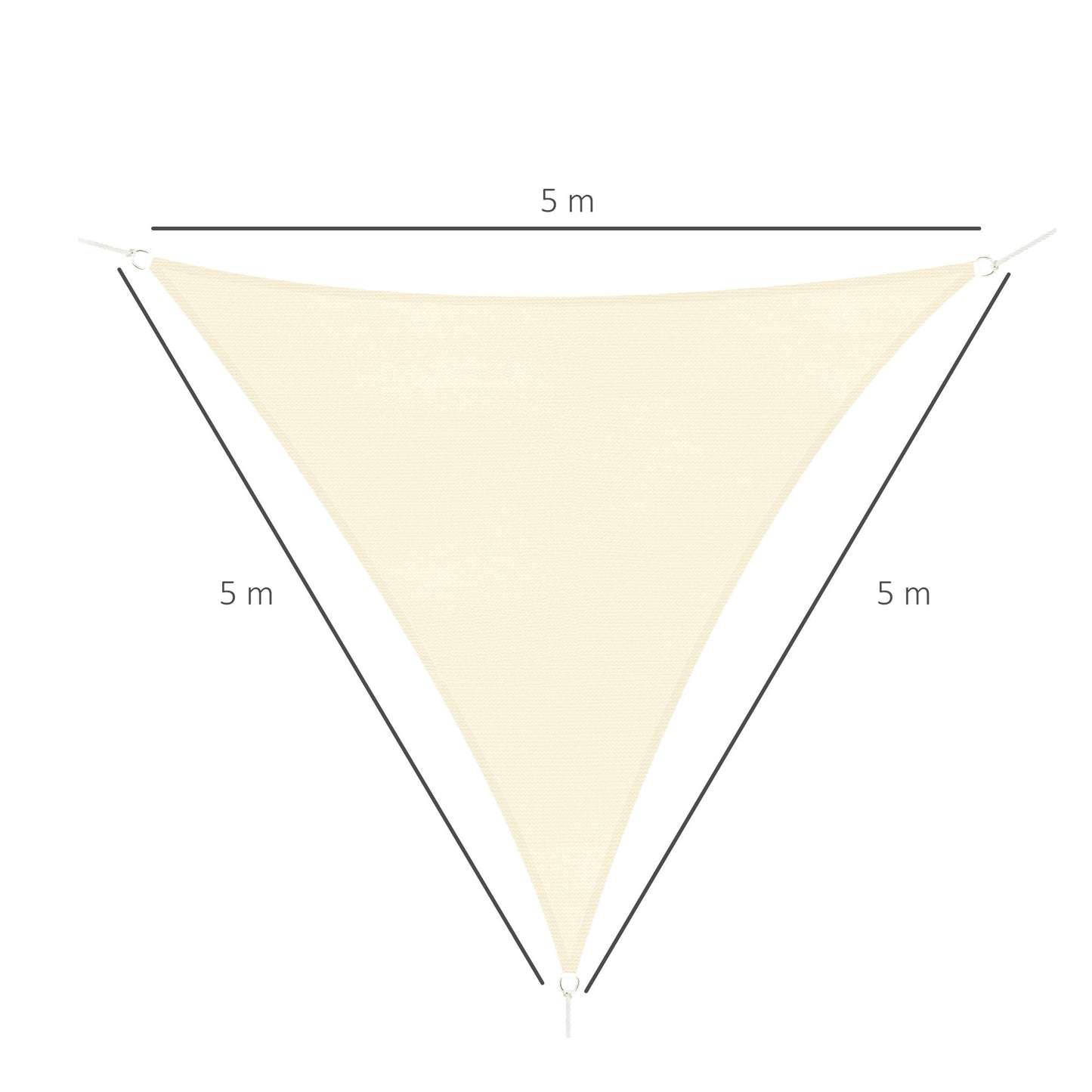 Outsunny Toldo Vela Sombrilla Parasol Triangular 5m De Poliéster 185g/m² Crema_2