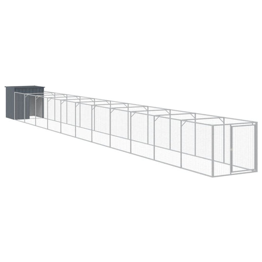 Vidaxl Caseta Perros Con Corral Acero Galvanizado Gris 110x1221x110 Cm_0