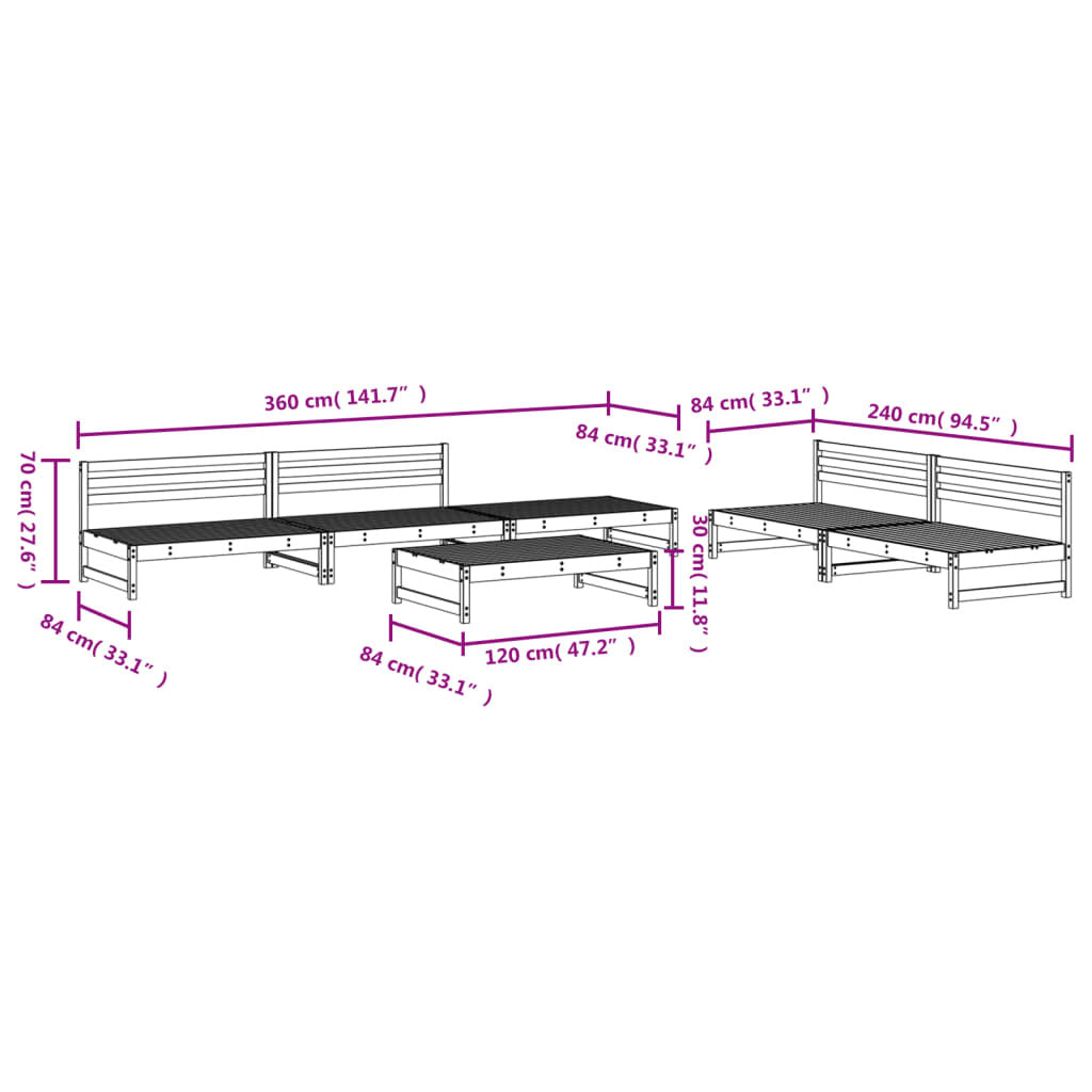 Vidaxl Juego Muebles De Jardín 6 Piezas Madera Maciza Pino Marrón Miel_2