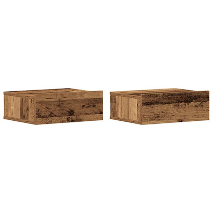 Mesitas De Noche Flotantes 2 Uds Madera Vieja 40x32x15 Cm_0