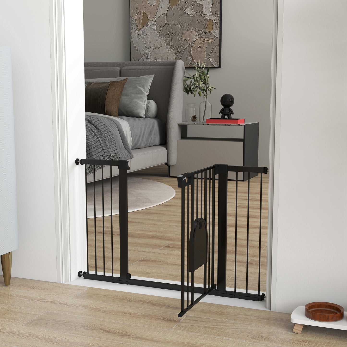 Pawhut Barrera De Seguridad Para Escaleras Y Puertas 75-131 Cm Negro_4