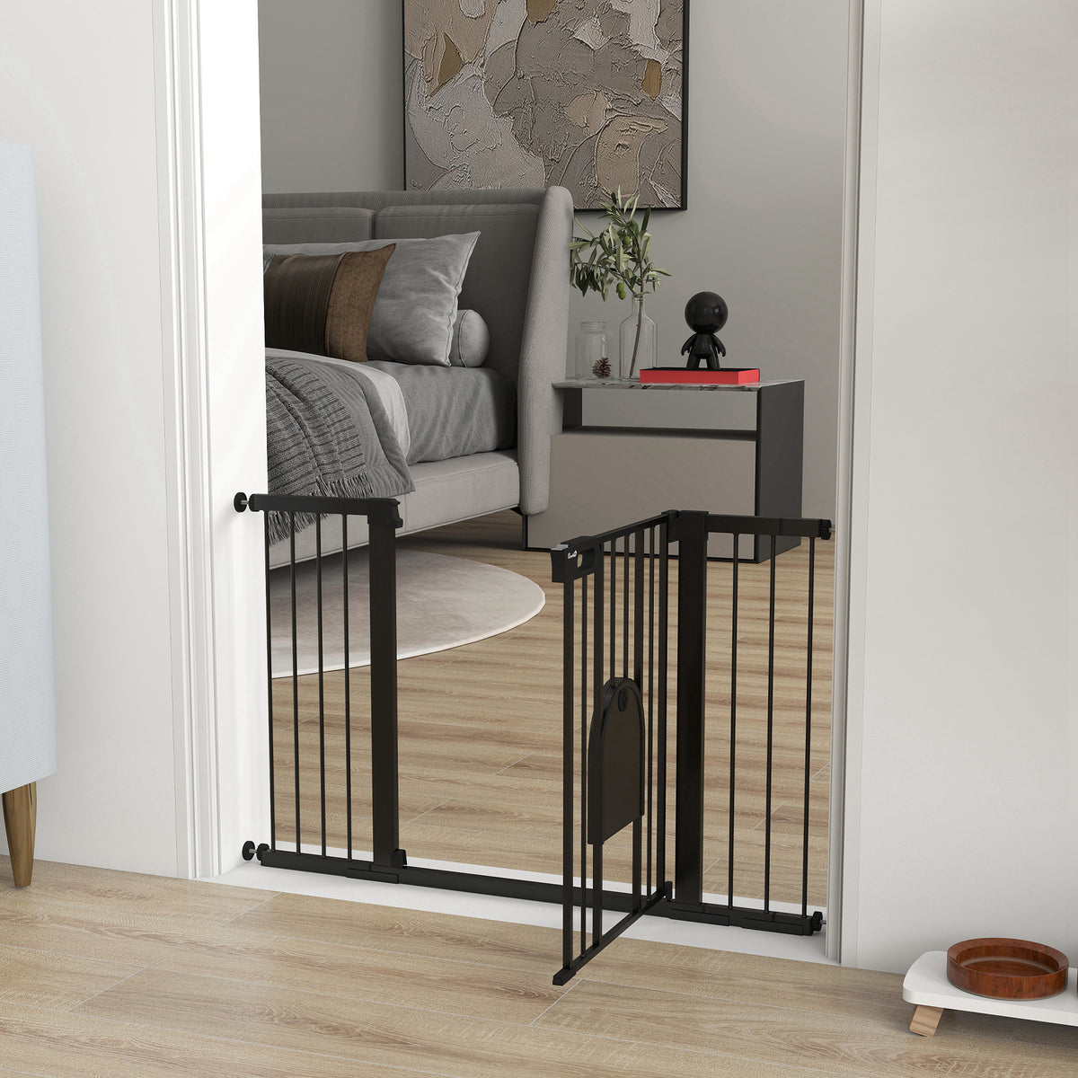 Pawhut Barrera De Seguridad Para Escaleras Y Puertas 75-131 Cm Negro_4