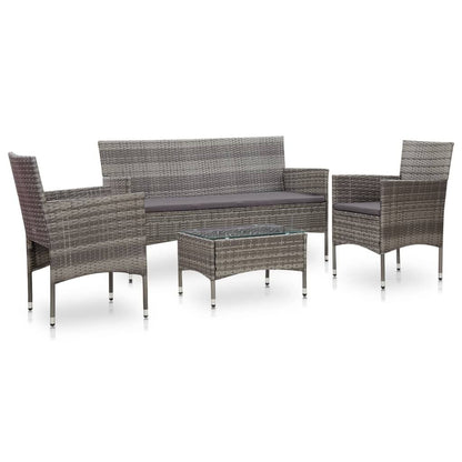 Vidaxl Set De Muebles De Jardín 4 Pzas Y Cojines Ratán Sintético Gris_0