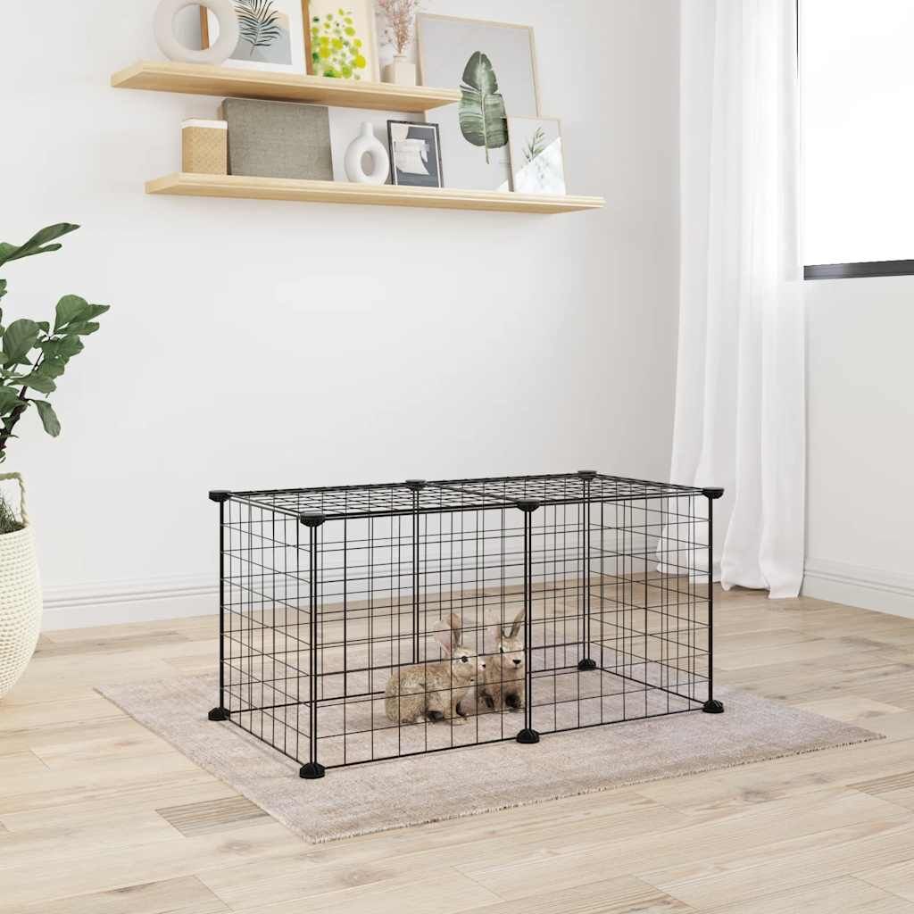 Vidaxl Jaula Para Mascotas De 8 Paneles Acero Negro 35x35cm_1