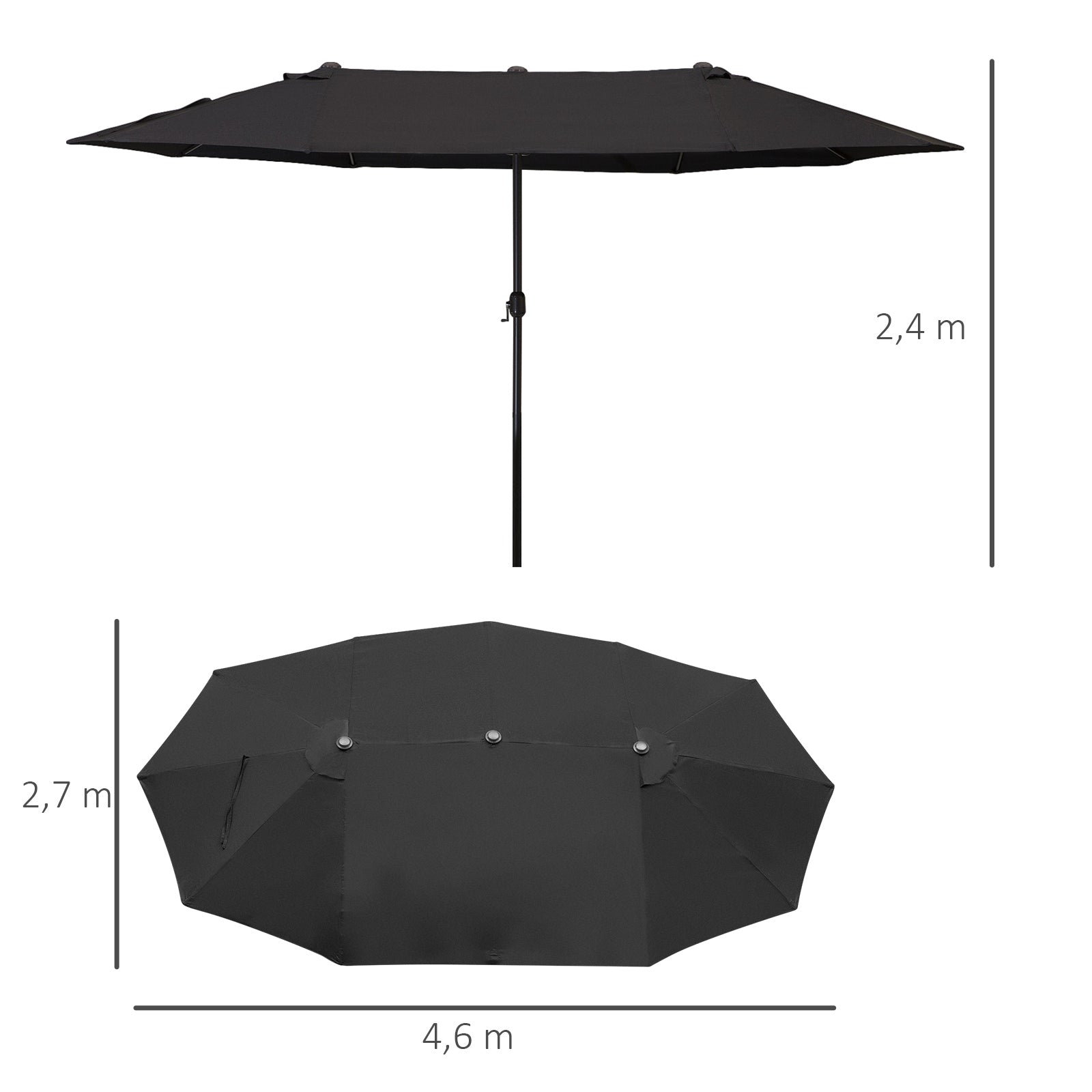 Outsunny Sombrilla Doble Extragrande 4,6x2,7 M Protección Solar Con Manivela_2
