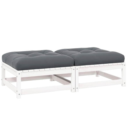 Vidaxl Taburetes De Jardín Con Cojines Blanco 2 Uds Madera Maciza Pino_0