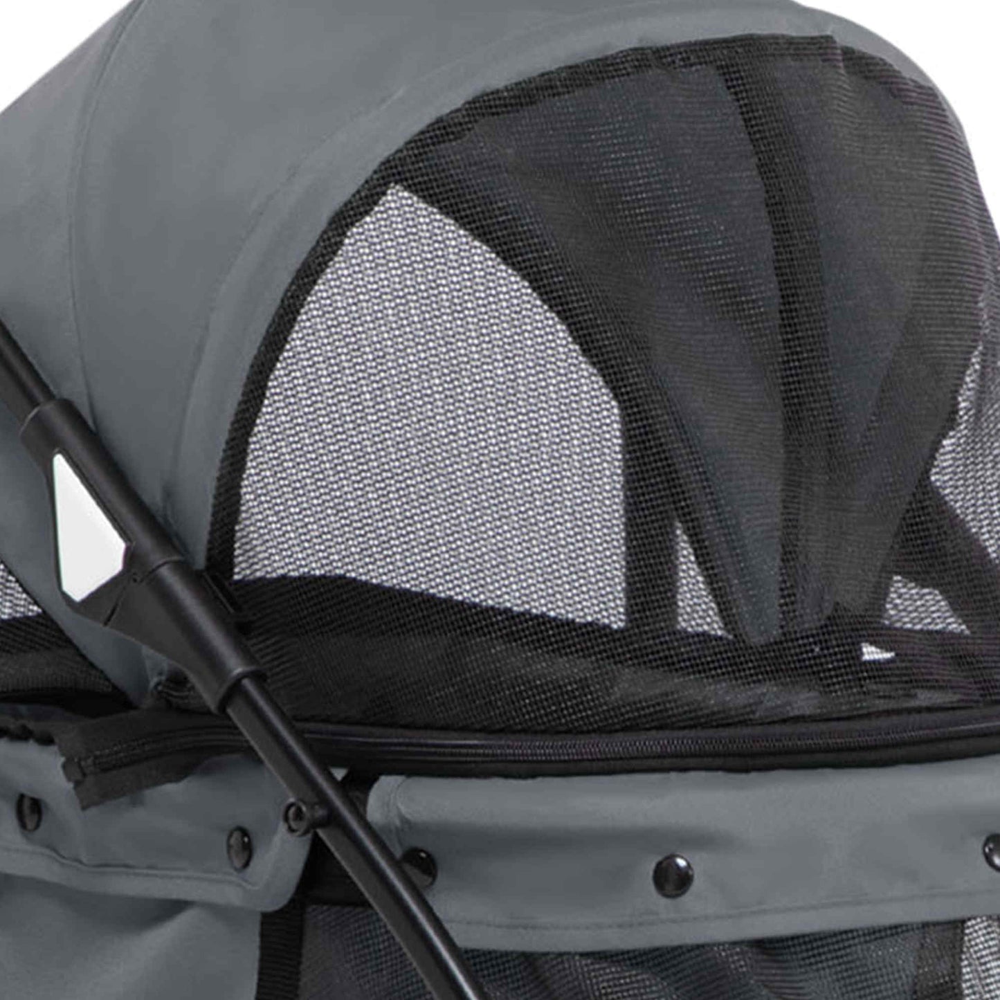 Pawhut Carrito Para Perros Plegable Con Ventanas De Malla Cojín Lavable Gris_4