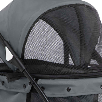 Pawhut Carrito Para Perros Plegable Con Ventanas De Malla Cojín Lavable Gris_4