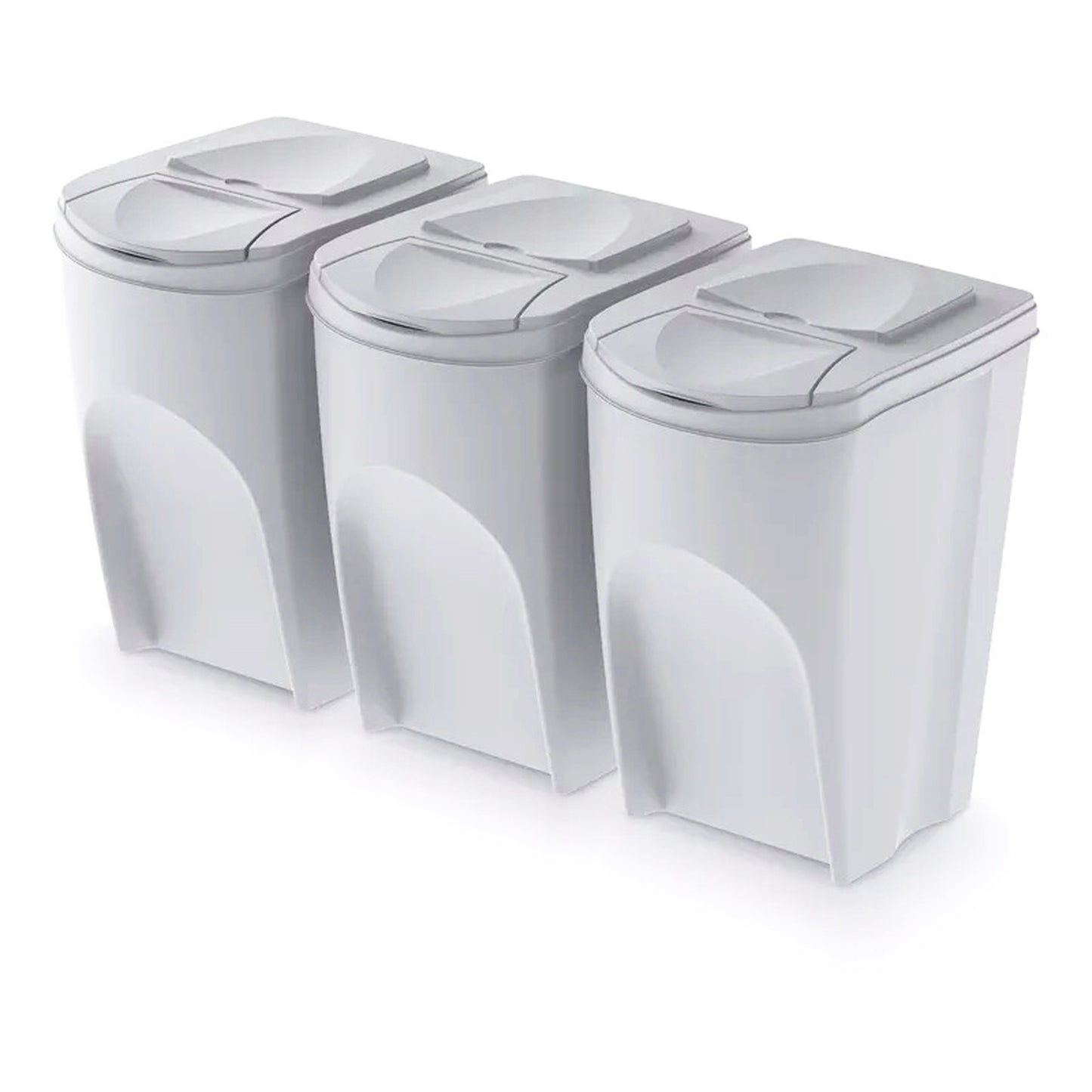 Set De 3 Cubos De Basura Keden Sortibox Papelera Reciclaje, Blanco Roto, Volumen 3x35l_1