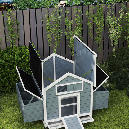 Pawhut Gallinero De Madera Para Exterior Con 2 Nidos 150x100x96,5 Cm Gris_4