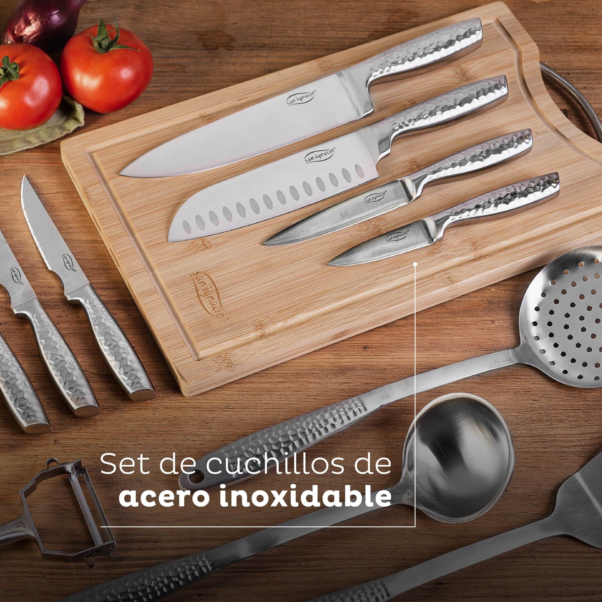 Set Plancha 36cm Y Cuchillos De Cocina San Ignacio