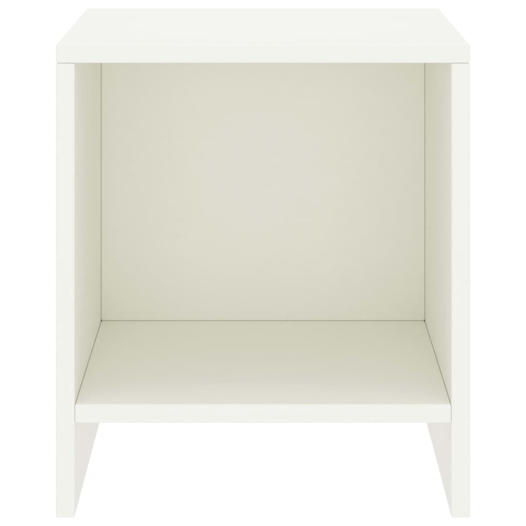 Mesita De Noche Madera Maciza De Mango Blanco 35x30x40 Cm_0
