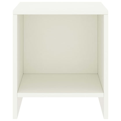Mesita De Noche Madera Maciza De Mango Blanco 35x30x40 Cm_0