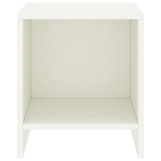 Mesita De Noche Madera Maciza De Mango Blanco 35x30x40 Cm_0