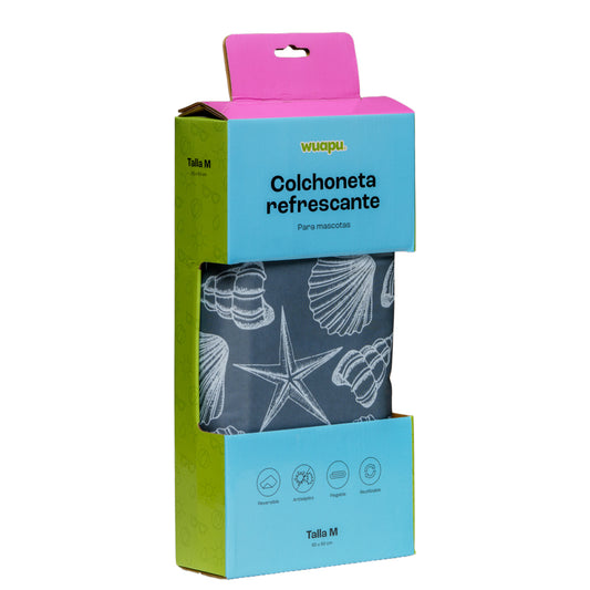 Colchoneta De Gel Refrescante Para Perro Talla M De 65x50cm Con Estampado Veraniego Indico Wuapu_0