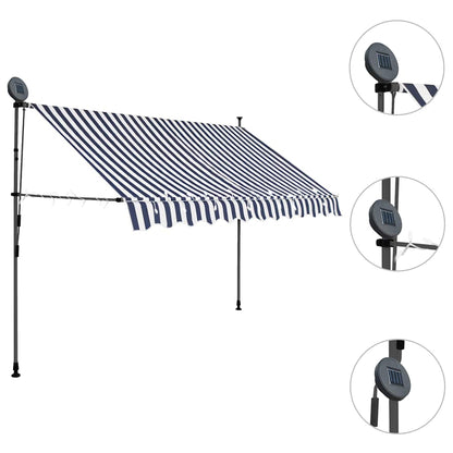 Toldo Manual Retráctil Con Led Azul Y Blanco 250 Cm_2