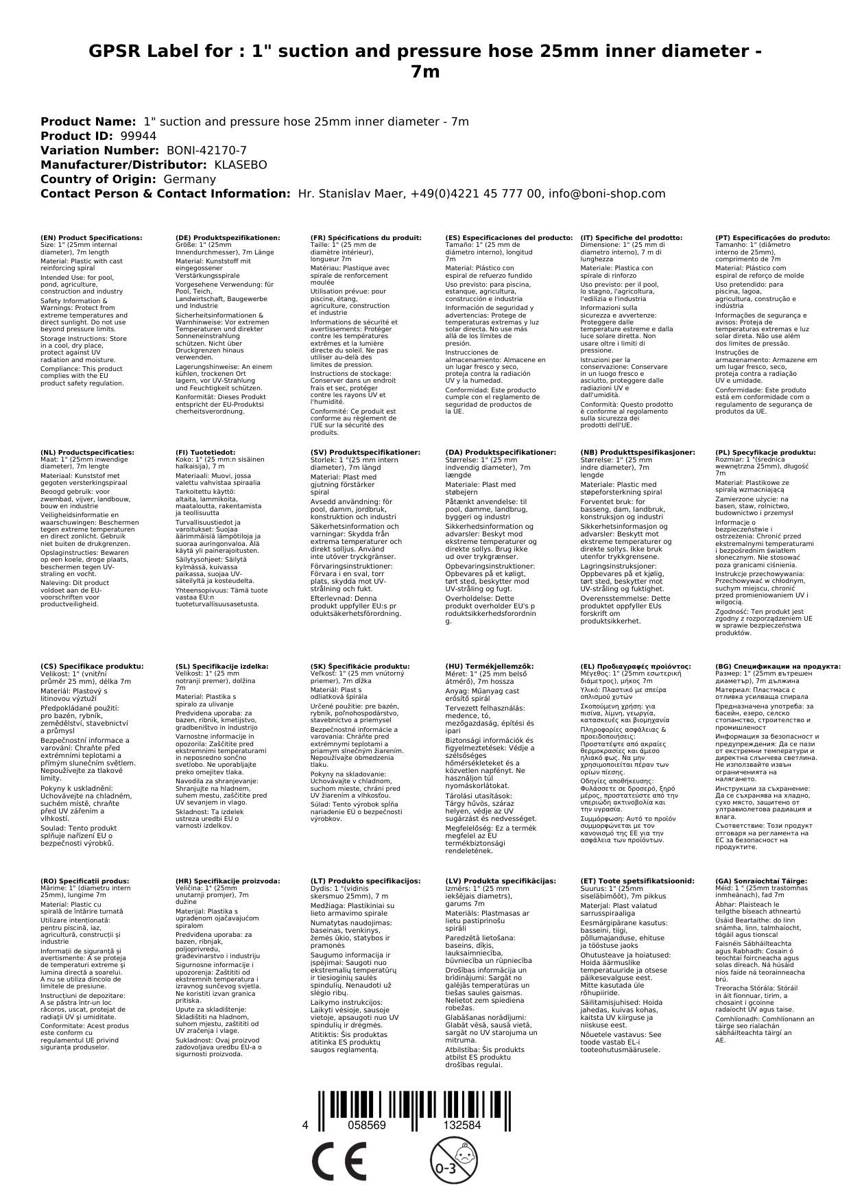 Manguera De Succión Y Presión 25mm Para Piscina, Estanque Y Riego, 7 Metros_1