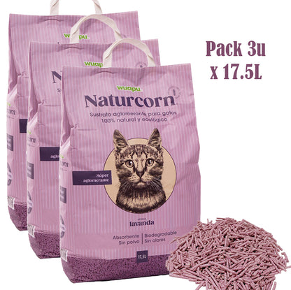 Sustrato Absorbente Wuapu Naturcorn Lavanda En Pelet Biodegradable Para Gato