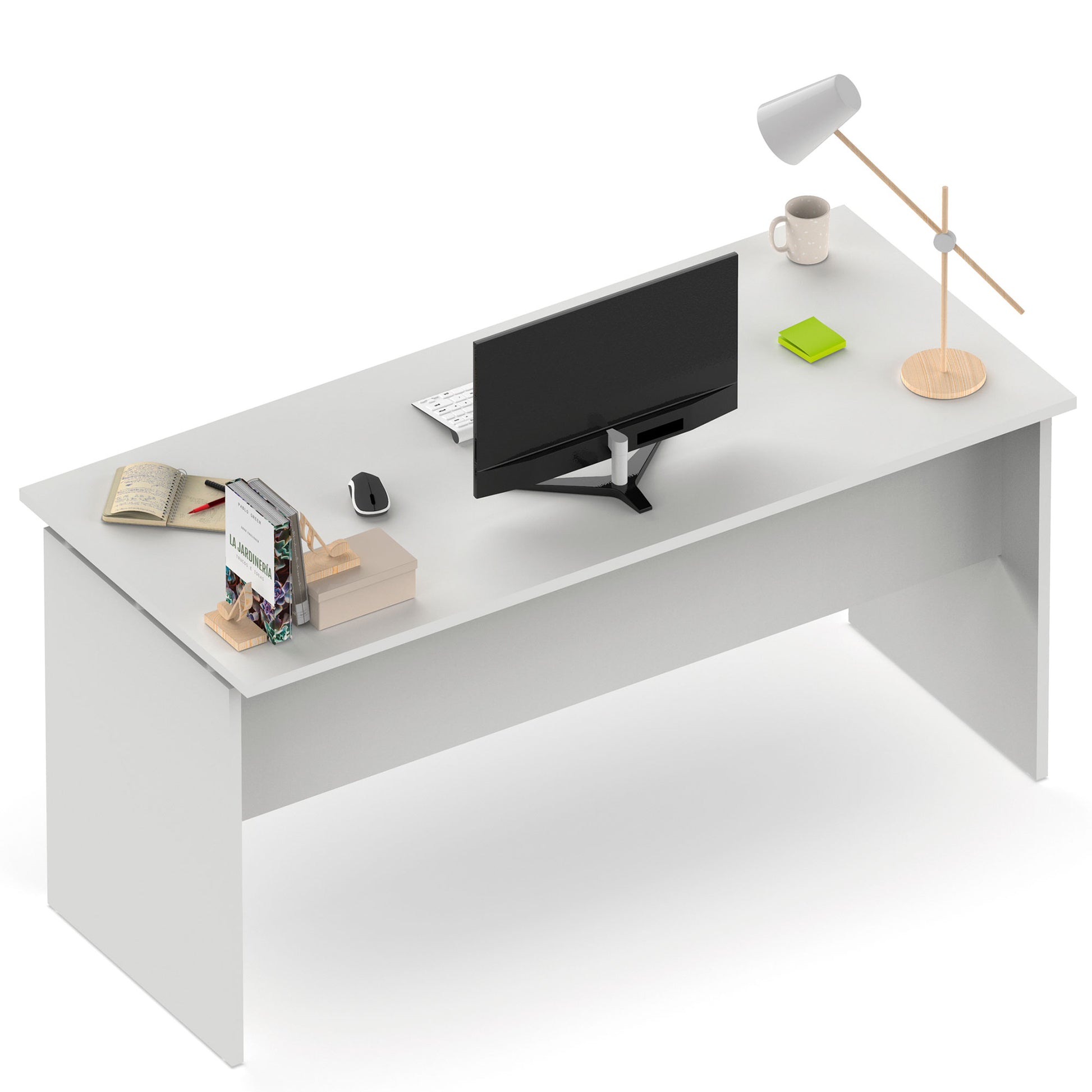 Escritorio, Mesa De Ordenador Oficina, Estudio 76 X 155 X 68 Cm, Despacho, Habitación, Desk, Briebe, Zenith, Blanco_2