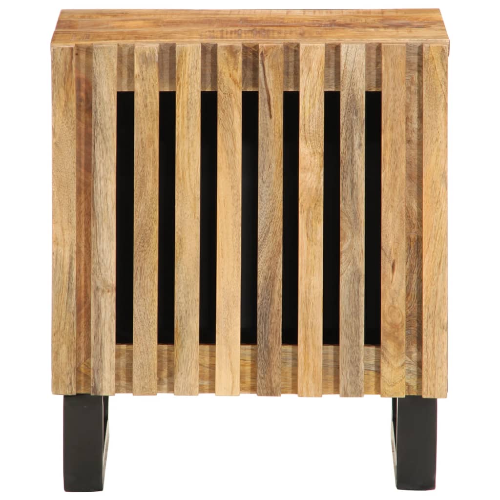 Mesita De Noche De Madera Maciza De Mango Rugosa 40x34x46 Cm_1