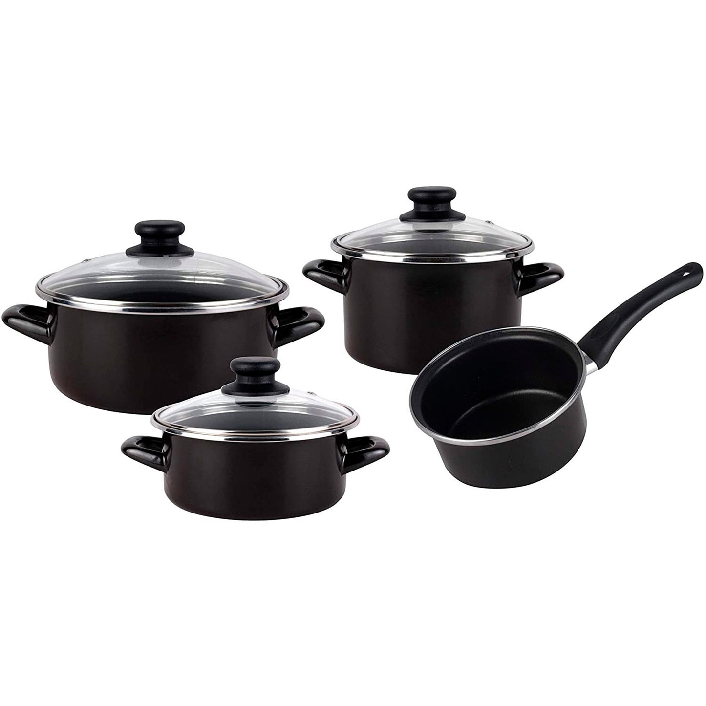 Magefesa Kenia Negra - Batería De Cocina 7 Piezas, Acero Vitrificado Exterior Negro. Antiadherente Bicapa Reforzado. Apta Para Todo Tipo De Cocinas,_3