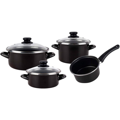 Magefesa Kenia Negra - Batería De Cocina 7 Piezas, Acero Vitrificado Exterior Negro. Antiadherente Bicapa Reforzado. Apta Para Todo Tipo De Cocinas,_3