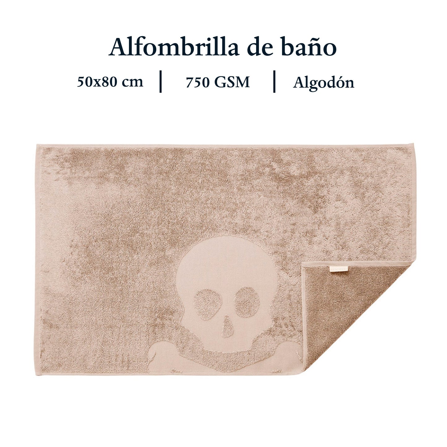 Alfombra De Baño Calavera 50x80cm 100% Algodón 750gsm Beige Scalpers Home_1