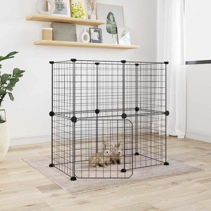 Vidaxl Jaula Para Mascotas De 12 Paneles Puerta Acero Negro 35x35cm_1