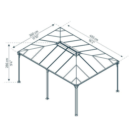 Cenador Martinique 5000 Gazebo De Aluminio gris Con Vidriado De policarbonato bronce