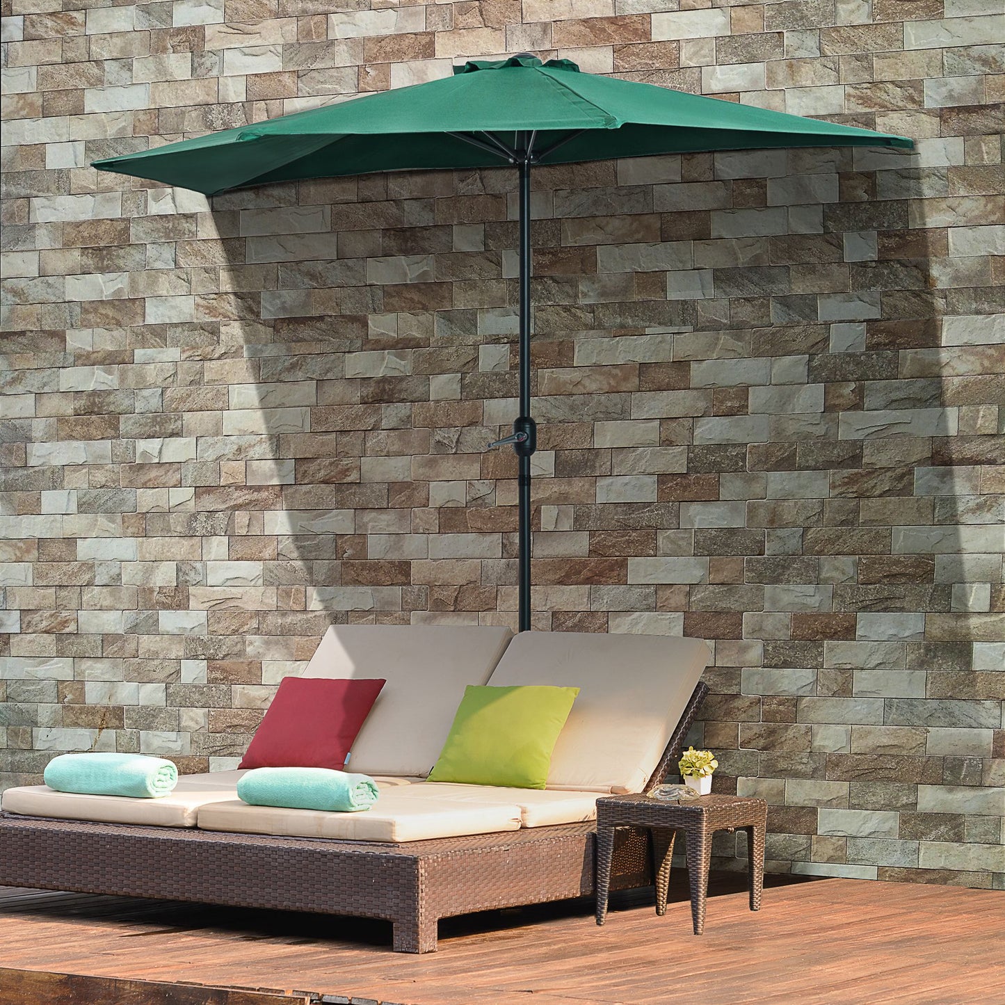 Outsunny Sombrilla Parasol Jardín Con Manivela Semicircular Exterior 269x138x236_1