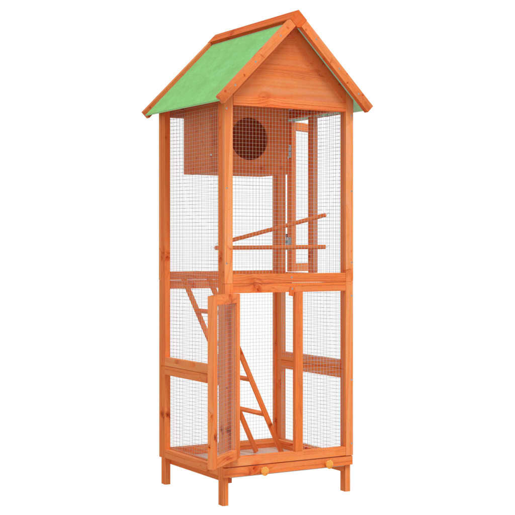 Vidaxl Casita Para Pájaros Madera Maciza Pino Marrón 60x58,5x160 Cm_3