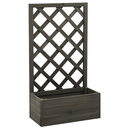 Jardinera Enrejada De Jardín Madera Abeto Gris 50x25x90 Cm_1