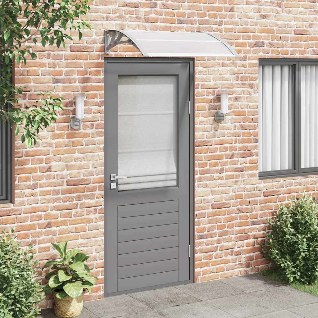 Marquesina Para Puerta Gris Y Transparente 100x75 Cm Policarbonato_1