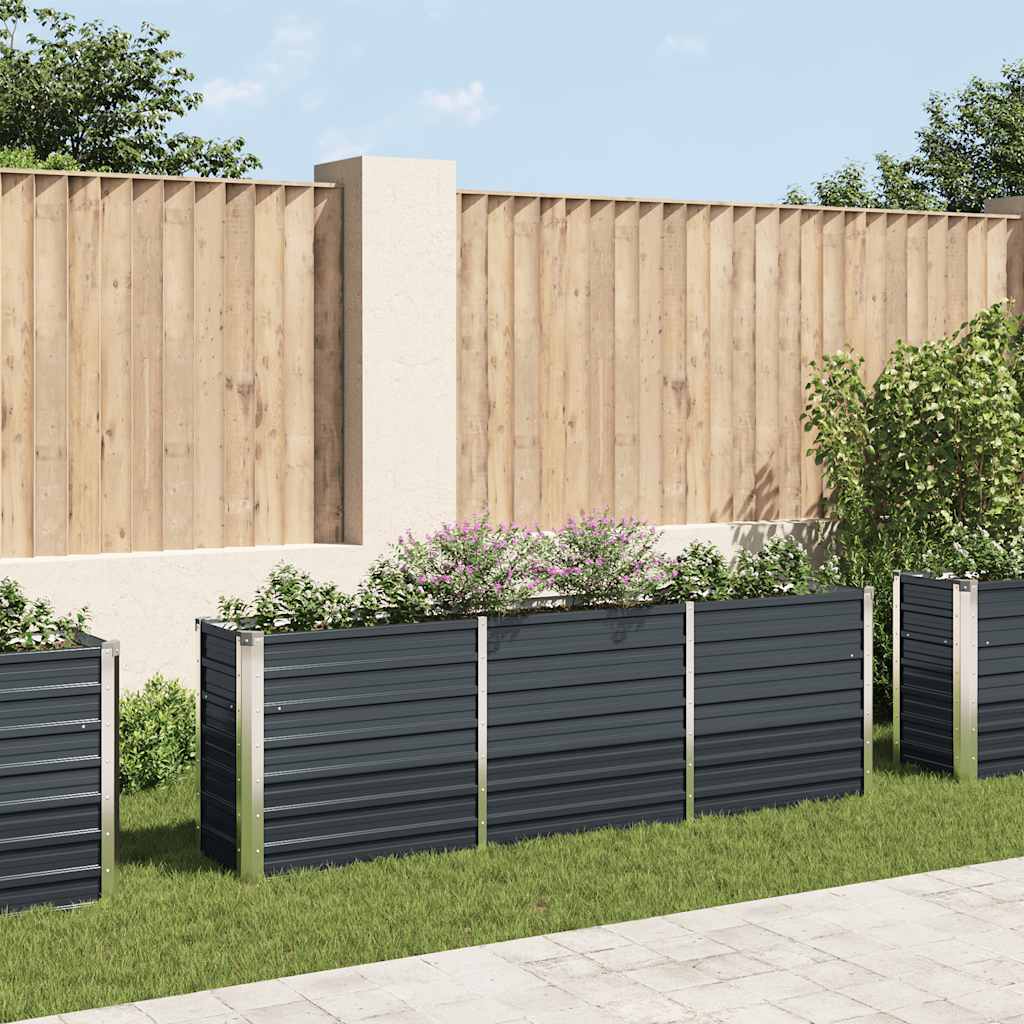 Arriate De Jardín De Acero Galvanizado Antracita 240x40x77 Cm_1