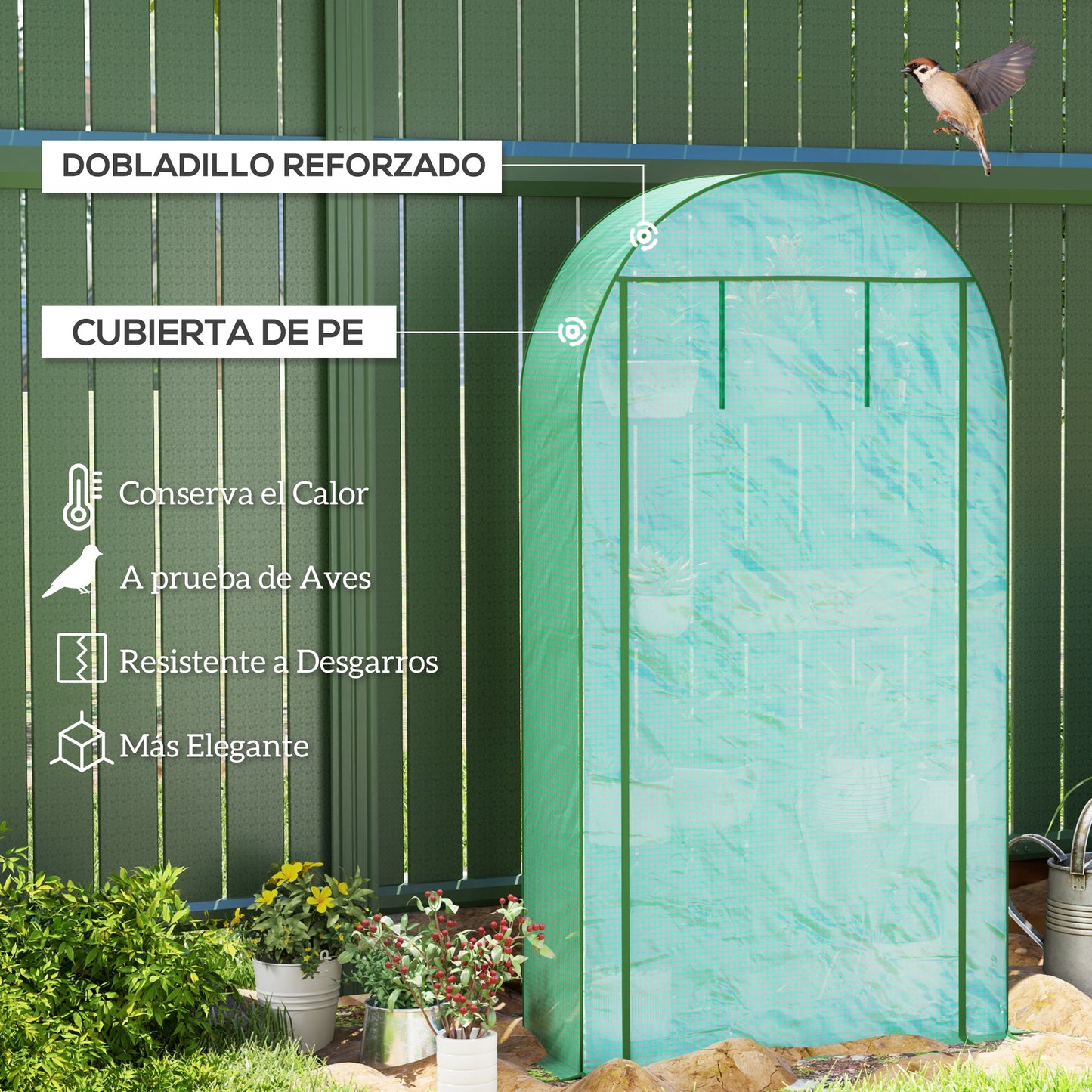 Outsunny Invernadero De Exterior Con 4 Estantes Puerta Enrollable 105x45x160 Cm_3