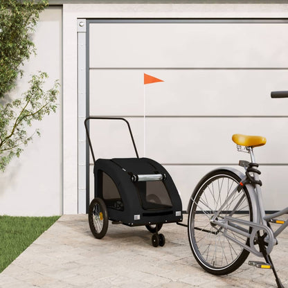 Remolque De Bicicleta Mascotas Hierro Tela Oxford Negro_1