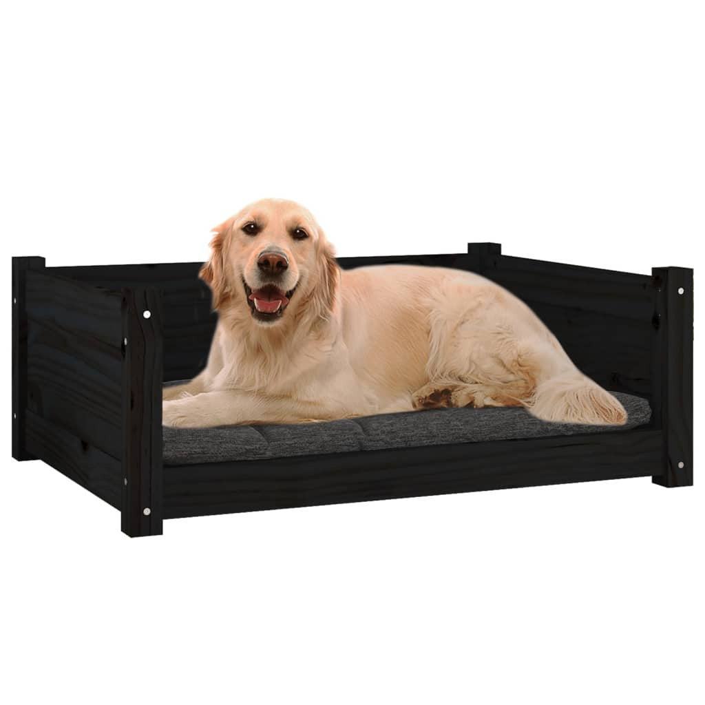 Vidaxl Cama Para Perros Madera Maciza De Pino Negro 75,5x55,5x28 Cm_3