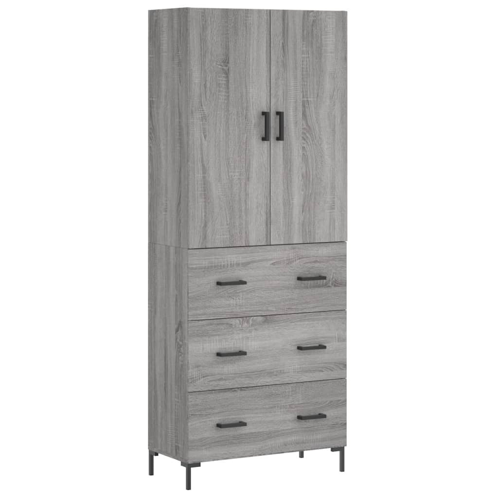 Aparador Alto Madera Contrachapada Gris Sonoma 69,5x34x180 Cm_1