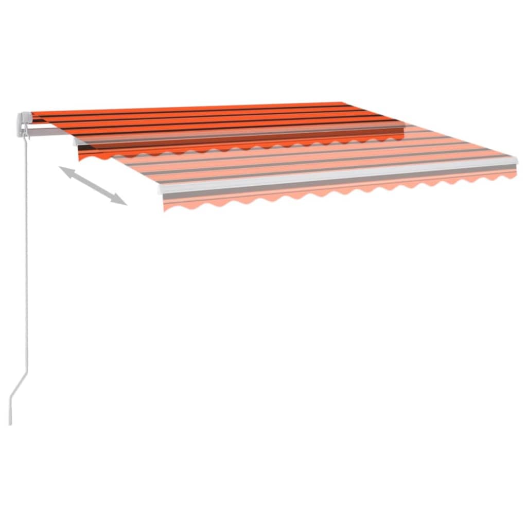 Toldo Retráctil Manual Con Led Naranja Y Marrón 350x250 Cm_5