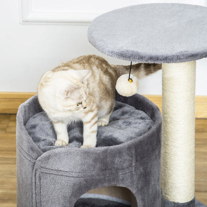 Pawhut Árbol Rascador Para Gatos Altura 59 Cm Con Cueva Poste De Sisal Y Bola_3
