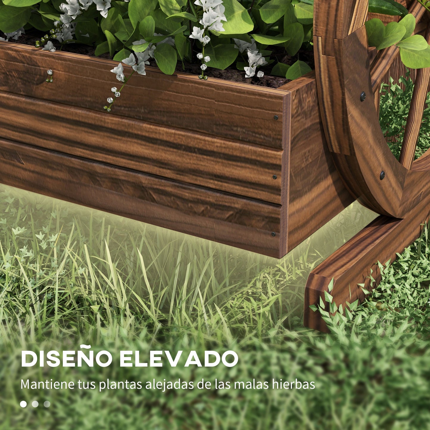 Outsunny Jardinera De Madera Macetero De 3 Niveles 61x62x57 Cm Carbonizado_5