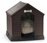 Keter Caseta De Perro Marrón Grande,incluye Cojín,cortina Y Etiqueta Nombre
